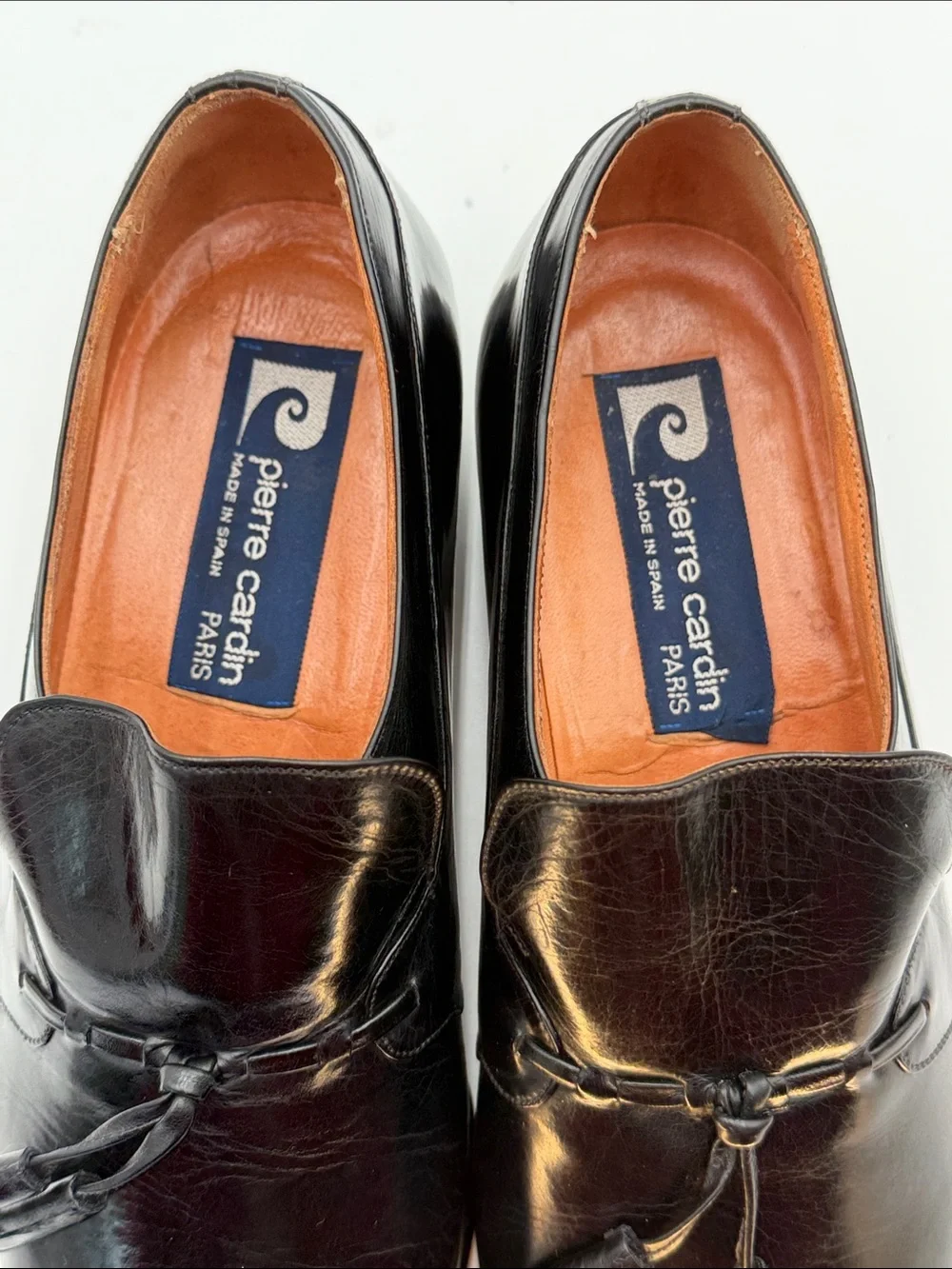 PIERRE CARDIN sz7.5M Chisel Toe Tassel Loafers Formal Made in SPAIN